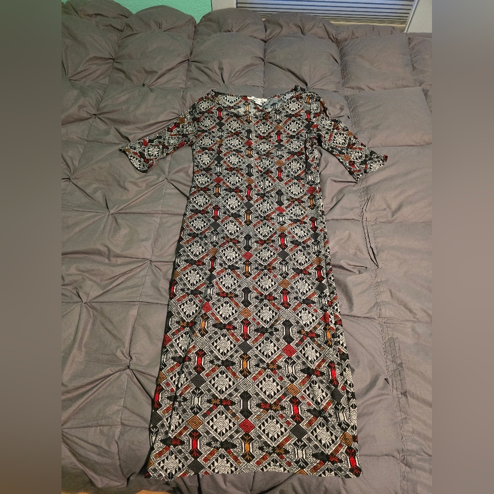 Geometric Patterned Midi Bodycon Dress